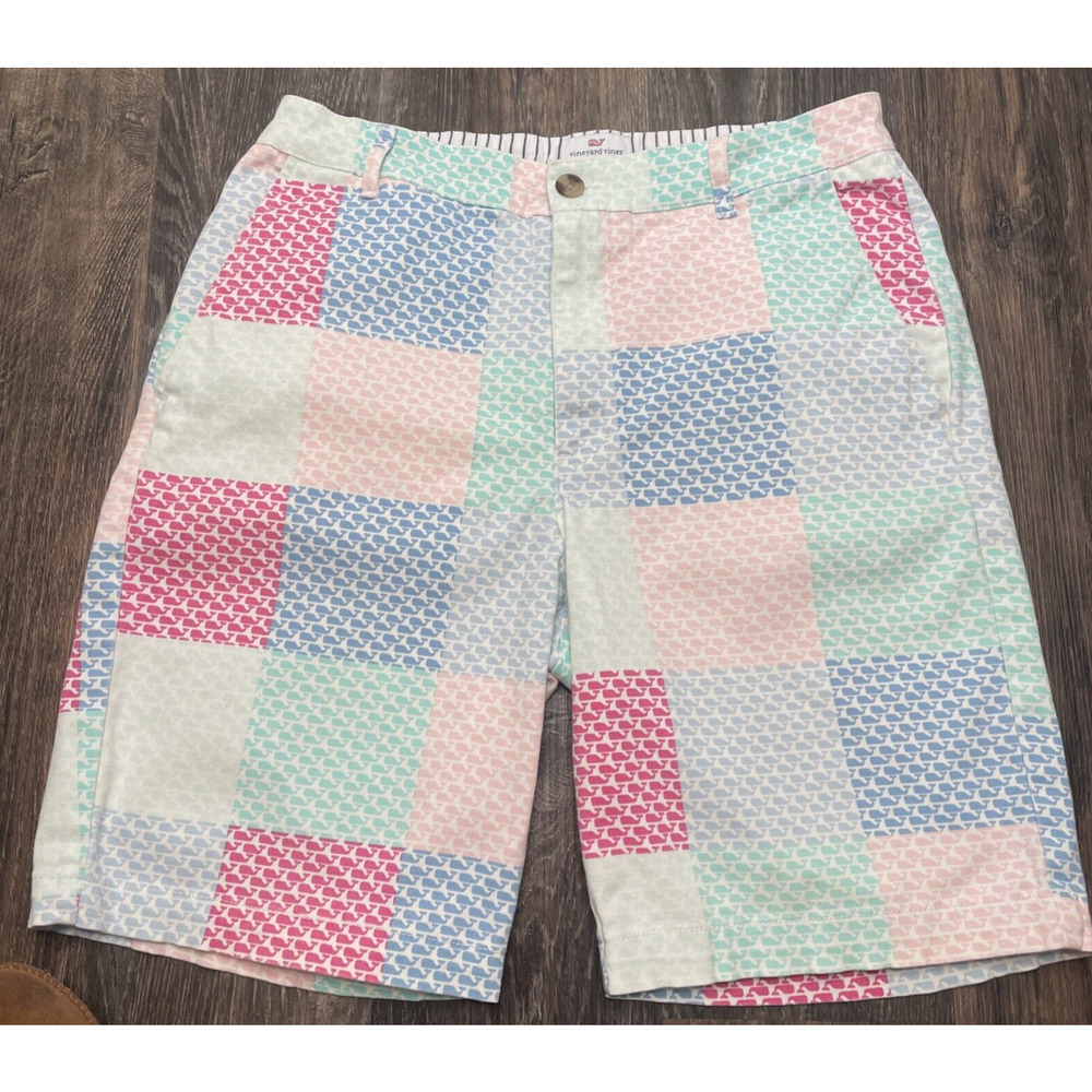 Vineyard Vines Men's Logo Patchwork Shorts Sz 28 Beach Preppy Classic